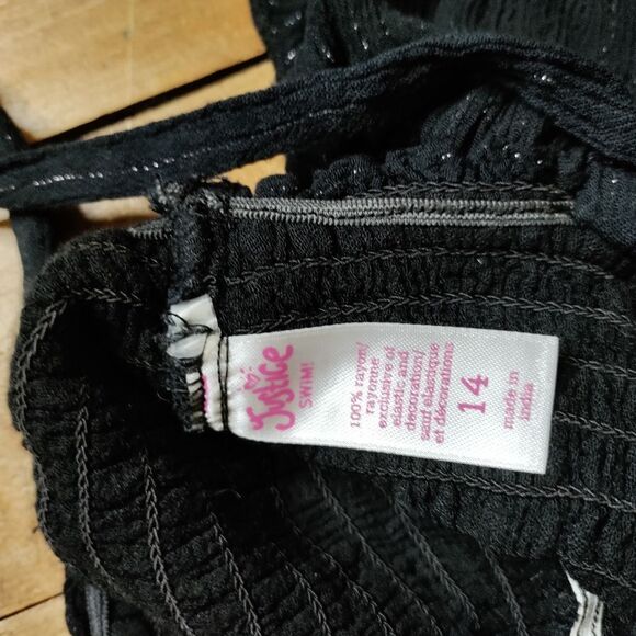 Justice size 14 girls black ruffle dress swim cover up  summer dress - Picture 5 of 5